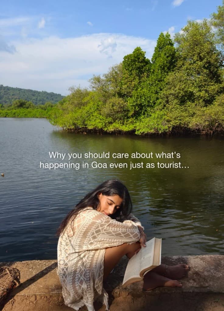 Chaitali reading by the water